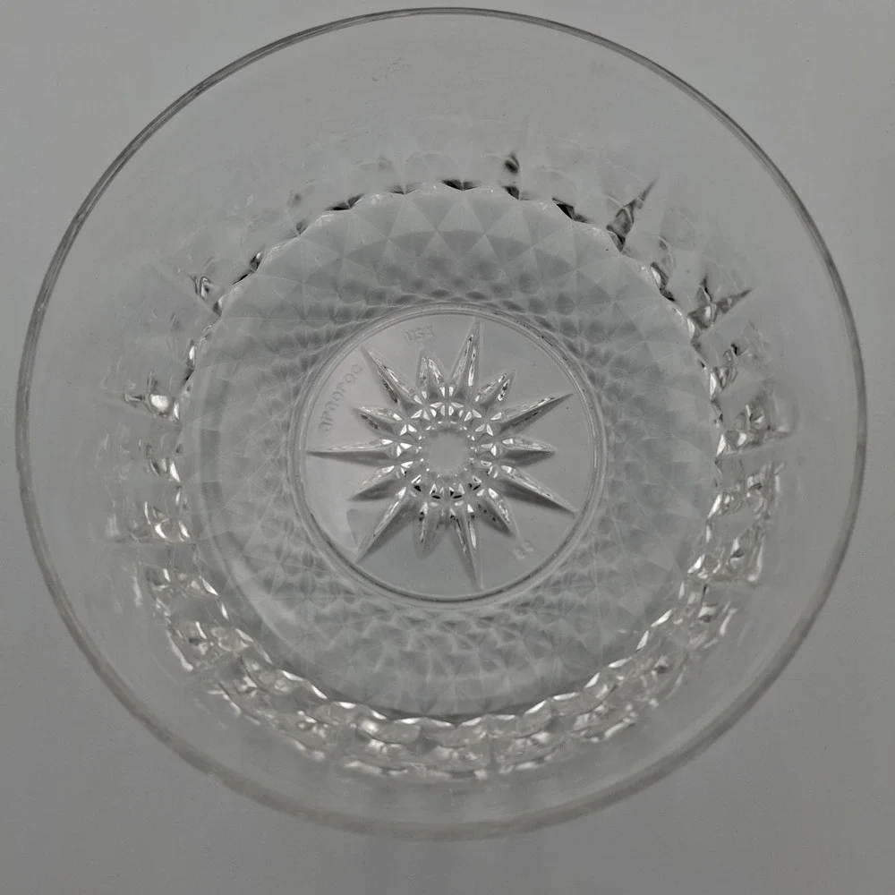 Set of 2 Vintage ARCOROC FRANCE Starburst‎ Diamond Pattern Clear Glass 5